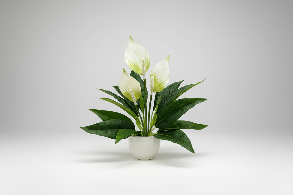 CallaBloom™ Artificial Calla Lily & Palm Leaf – Elegant White Floral Décor
