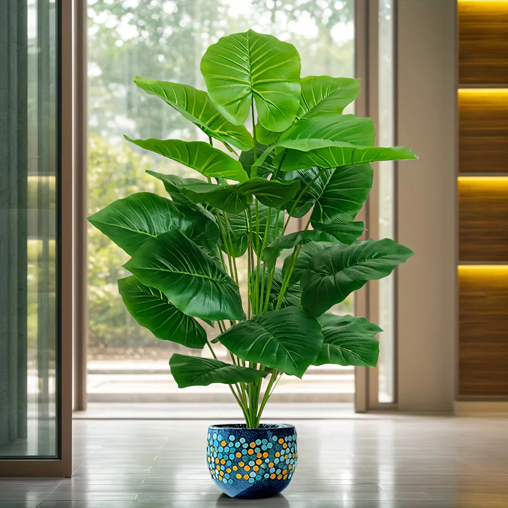 PalmVibe™ 100cm Artificial Palm Tree – 18-Leaf Lifelike Tropical Plant