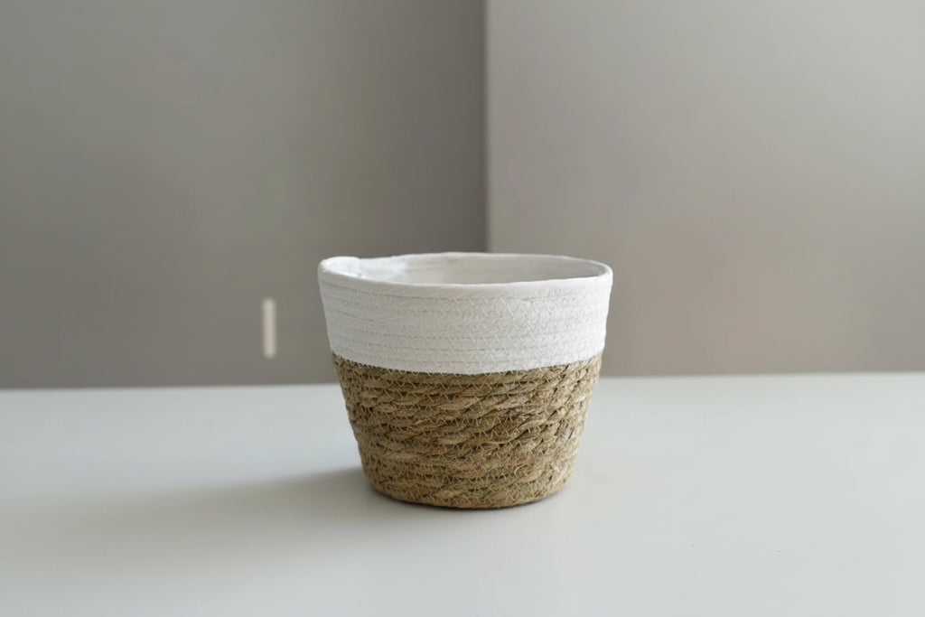 BohoWeave™ Straw Plant Basket – Natural Woven Pot Cover for Indoor & Outdoor Décor