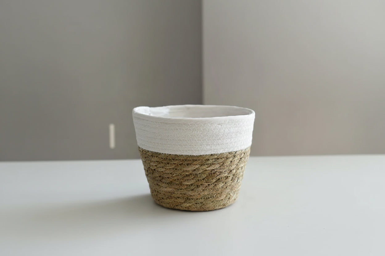 BohoWeave™ Straw Plant Basket – Natural Woven Pot Cover for Indoor & Outdoor Décor