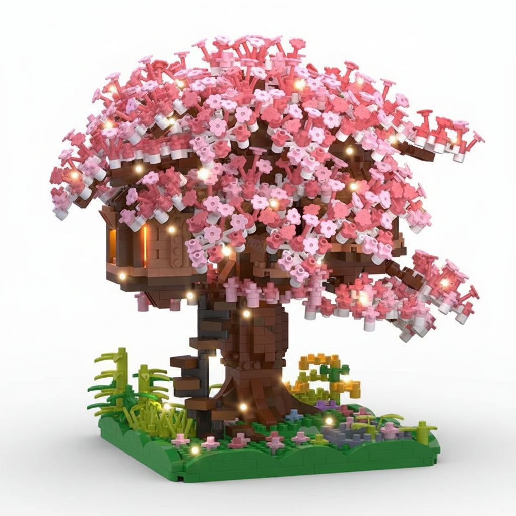 SakuraGlow™ LED Micro Block Treehouse – Build Your Own Romantic Nightscape