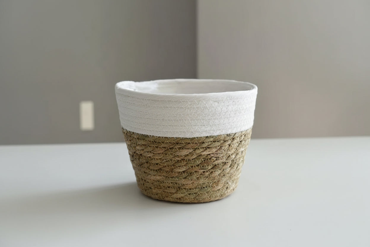 BohoWeave™ Straw Plant Basket – Natural Woven Pot Cover for Indoor & Outdoor Décor