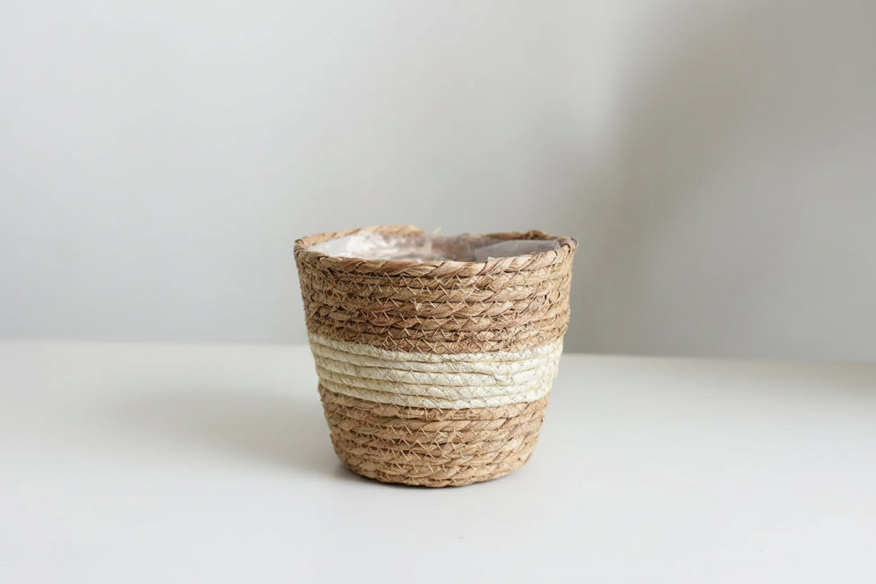 BohoWeave™ Straw Plant Basket – Natural Woven Pot Cover for Indoor & Outdoor Décor