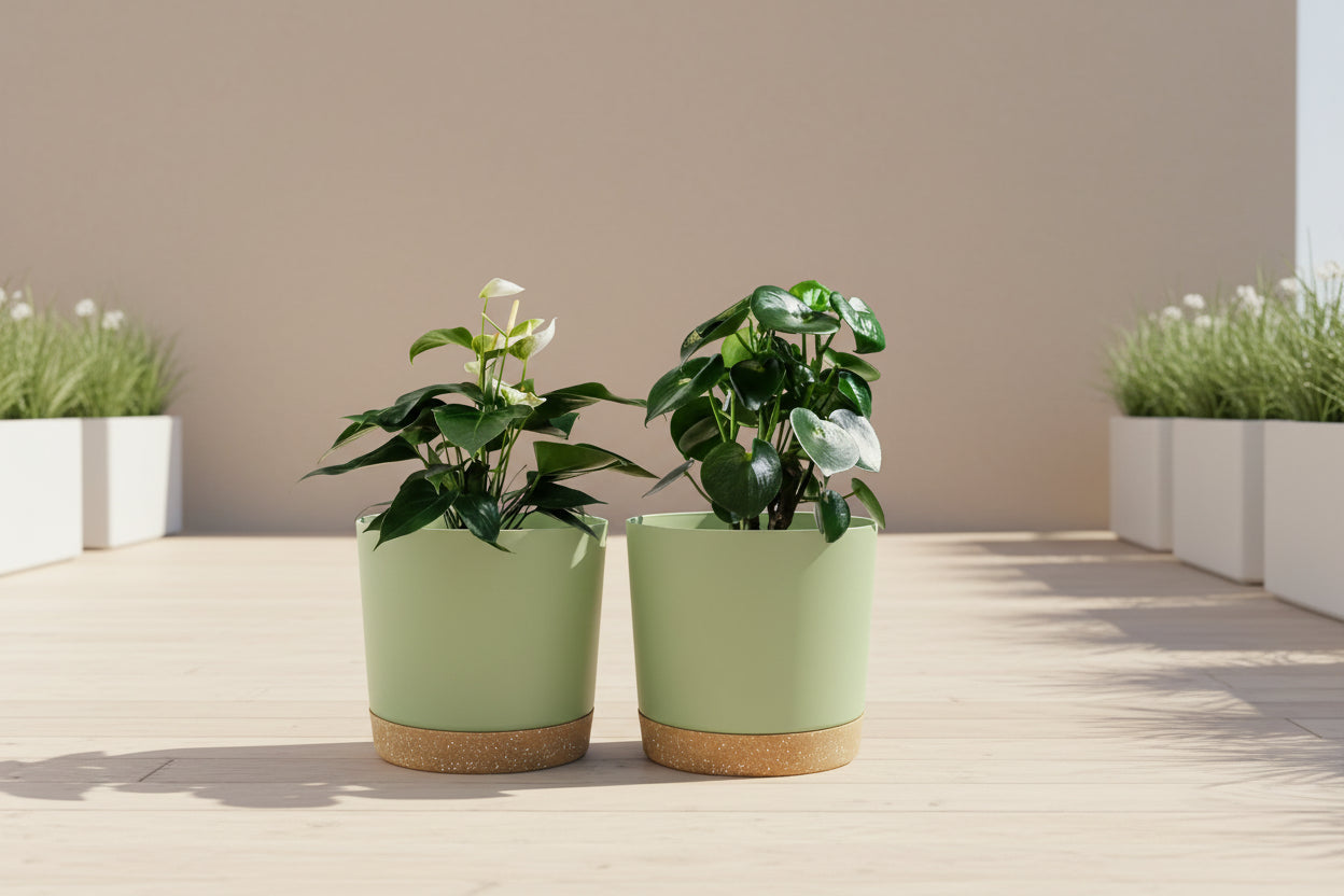 EasyDrain™ 2PCS Flower Pots – Removable Base Smart Planters (16.5cm)