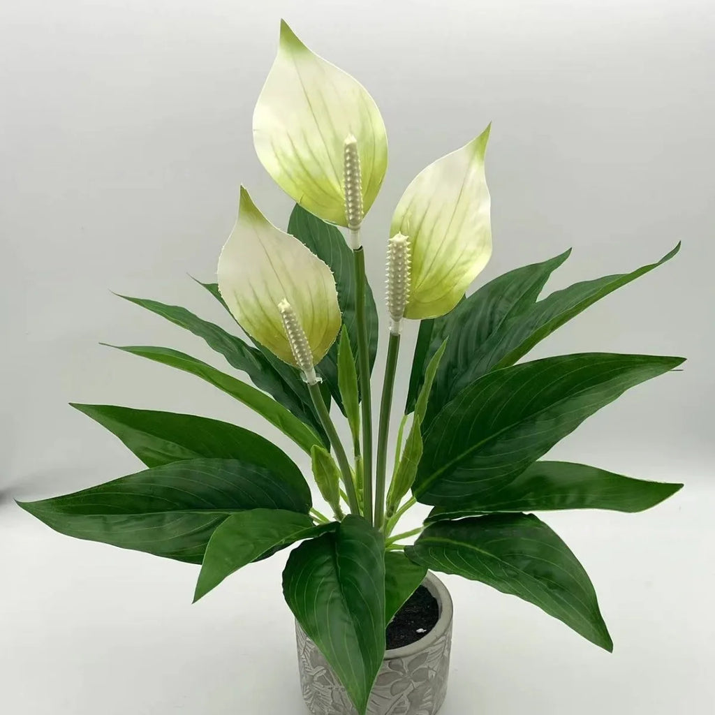 CallaBloom™ Artificial Calla Lily & Palm Leaf – Elegant White Floral Décor