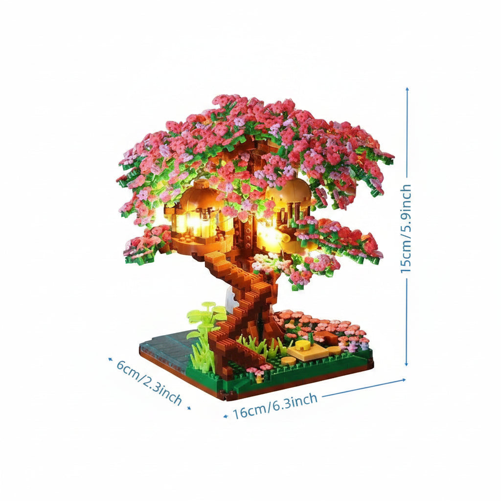 SakuraGlow™ LED Micro Block Treehouse – Build Your Own Romantic Nightscape
