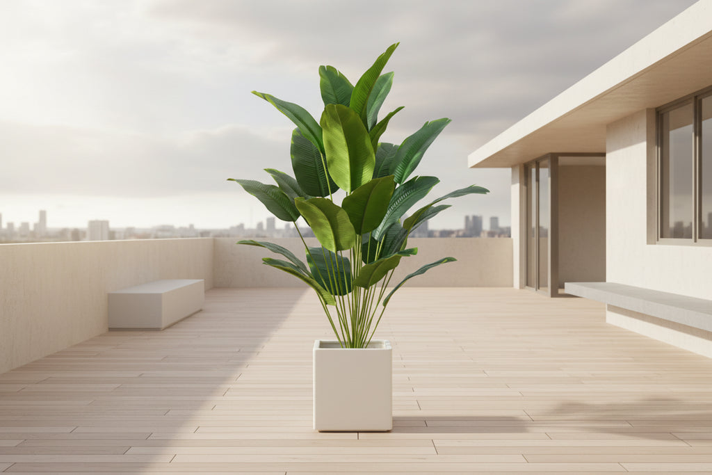 Artificial Tropical Palm Tree with Real Touch Monstera Leaves