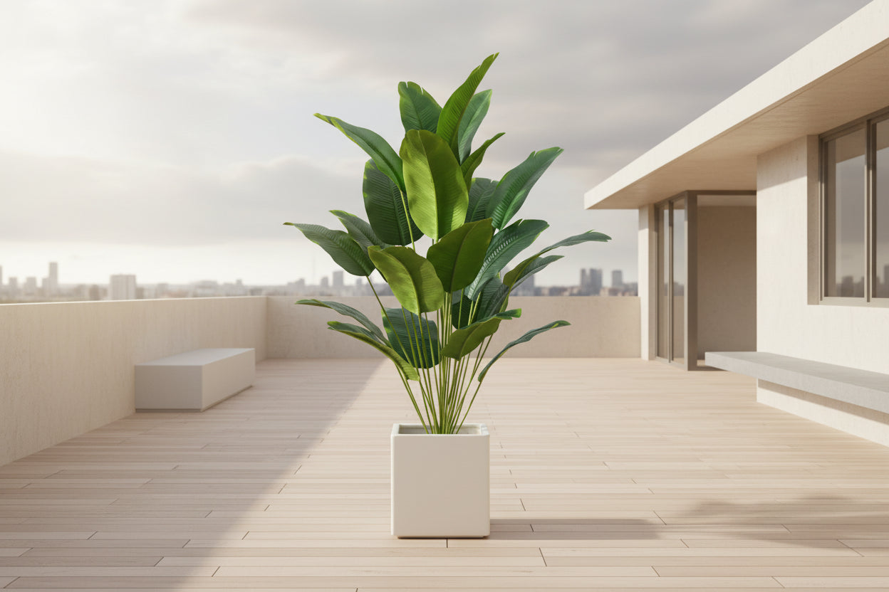 Artificial Tropical Palm Tree with Real Touch Monstera Leaves