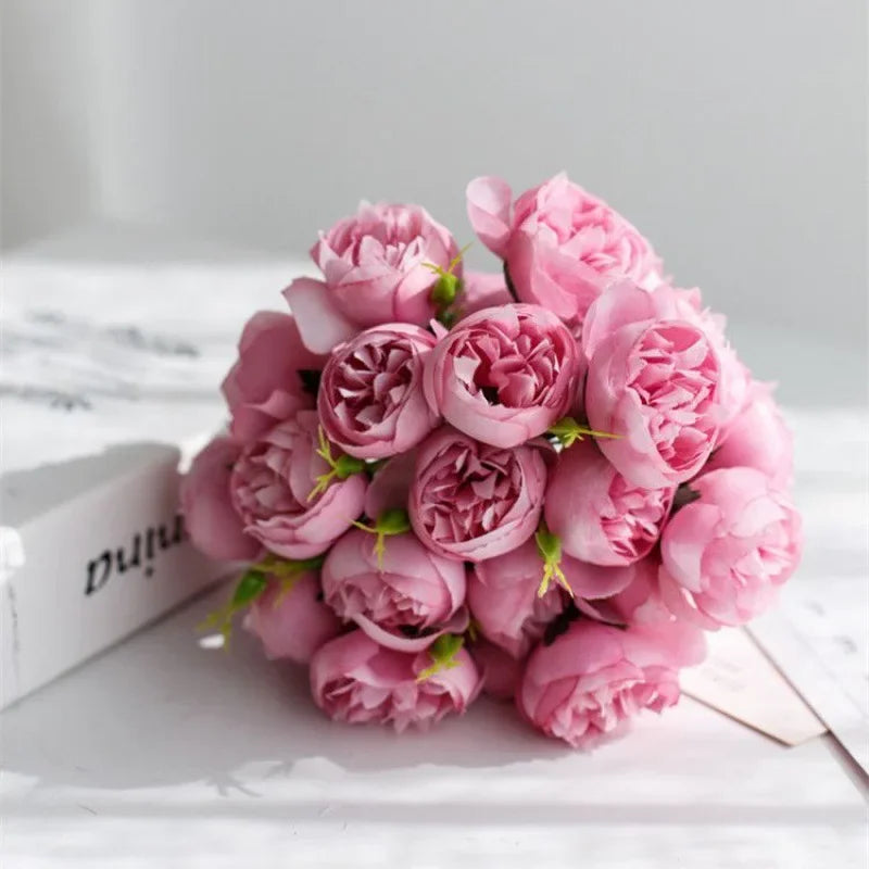 PeonyRose Luxe™ 27-Head Artificial Bouquet – Pink Silk Floral Arrangement