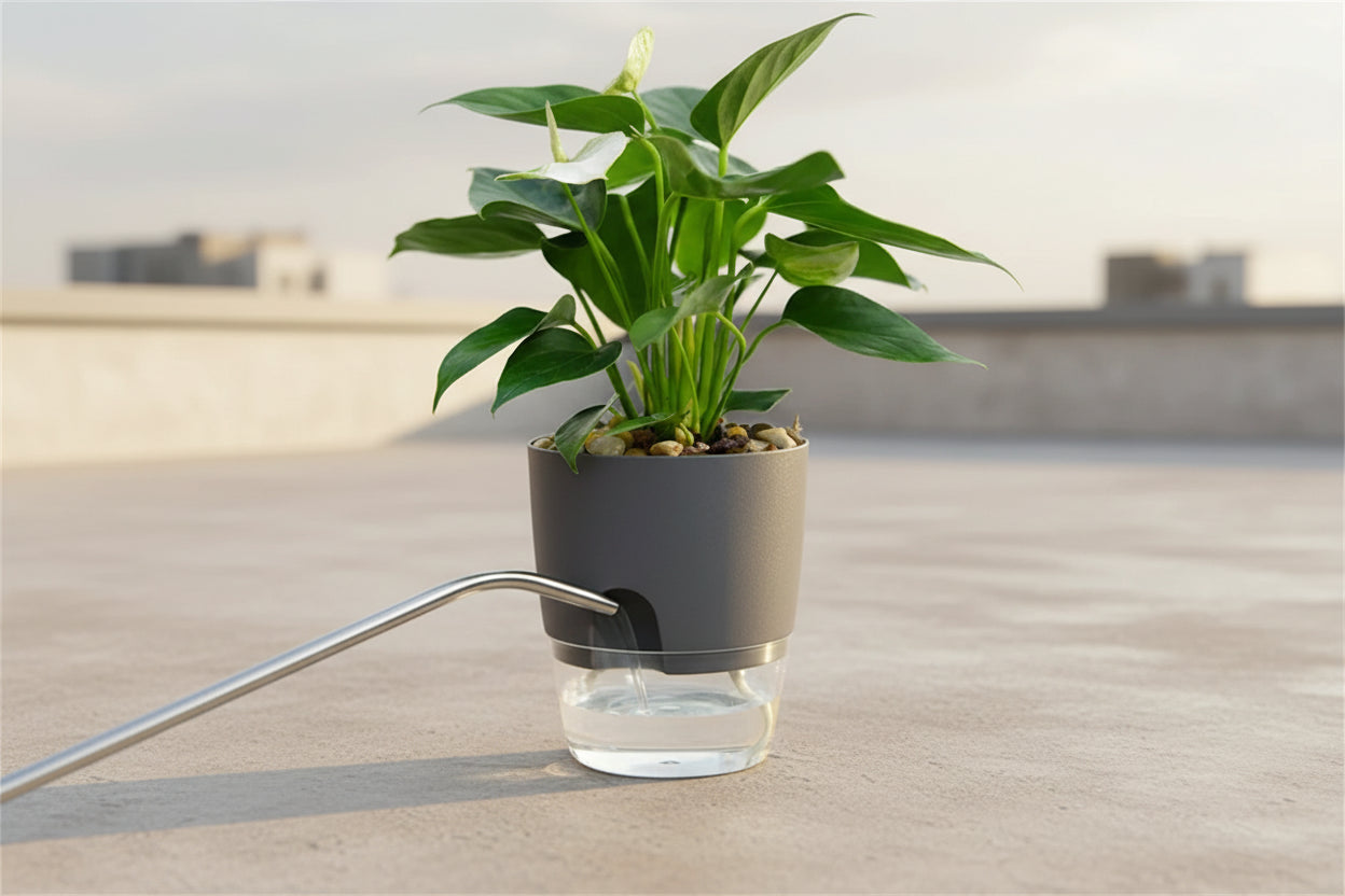HydroEase™ Self-Watering Planter – 2-Layer Smart Hydroponic Pot with Wick System