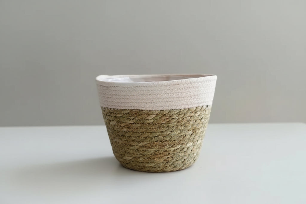 BohoWeave™ Straw Plant Basket – Natural Woven Pot Cover for Indoor & Outdoor Décor