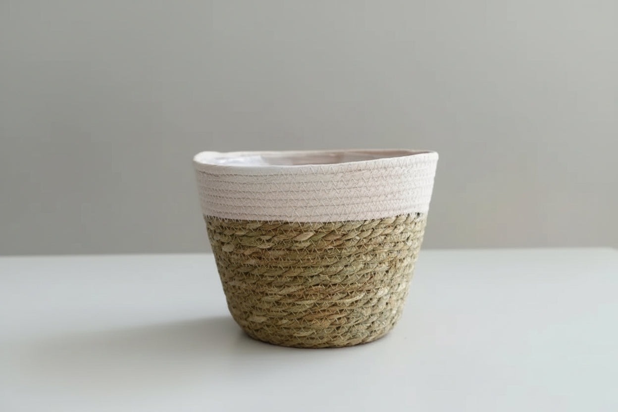 BohoWeave™ Straw Plant Basket – Natural Woven Pot Cover for Indoor & Outdoor Décor