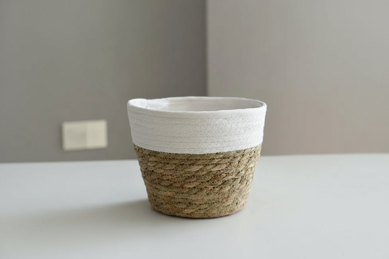 BohoWeave™ Straw Plant Basket – Natural Woven Pot Cover for Indoor & Outdoor Décor