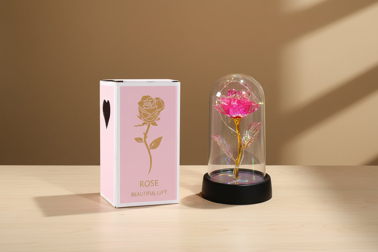 EternaGlow™ LED Rose in Glass Dome – Eternal Romantic Gift