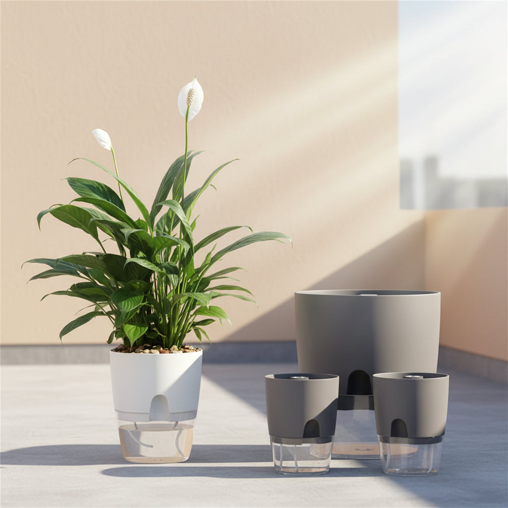 HydroEase™ Self-Watering Planter – 2-Layer Smart Hydroponic Pot with Wick System