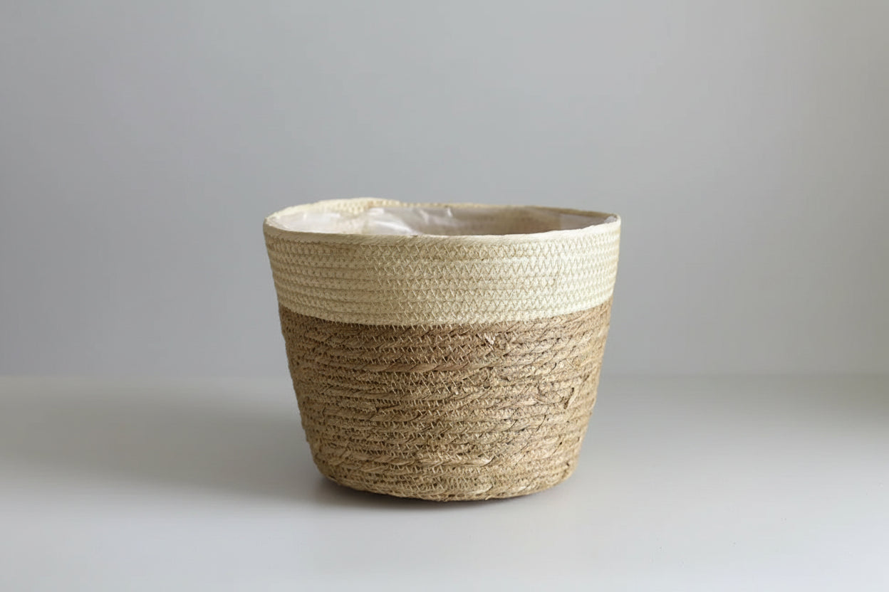 BohoWeave™ Straw Plant Basket – Natural Woven Pot Cover for Indoor & Outdoor Décor