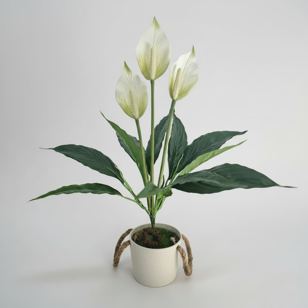 CallaBloom™ Artificial Calla Lily & Palm Leaf – Elegant White Floral Décor