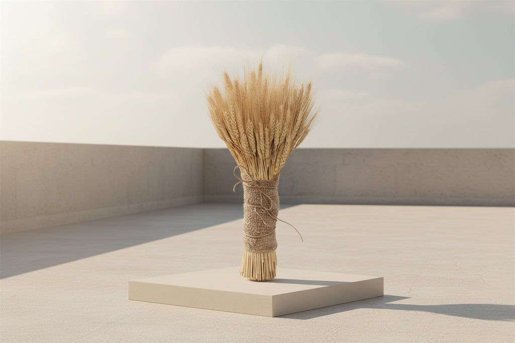 GoldenHarvest™ 100 pcs Dried Wheat & Bunny Tail Flowers – Natural Rustic Décor