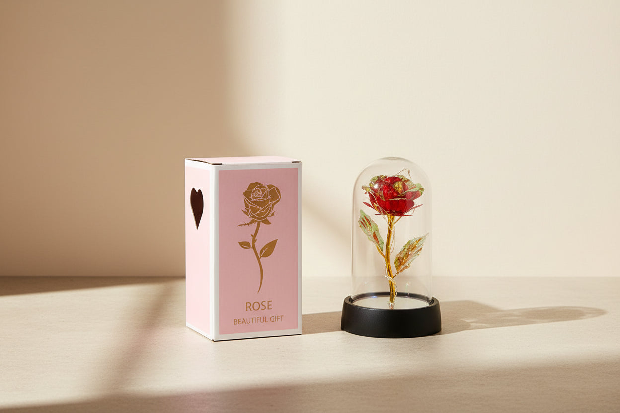 EternaGlow™ LED Rose in Glass Dome – Eternal Romantic Gift