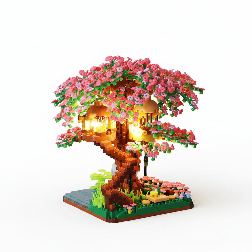 SakuraGlow™ LED Micro Block Treehouse – Build Your Own Romantic Nightscape
