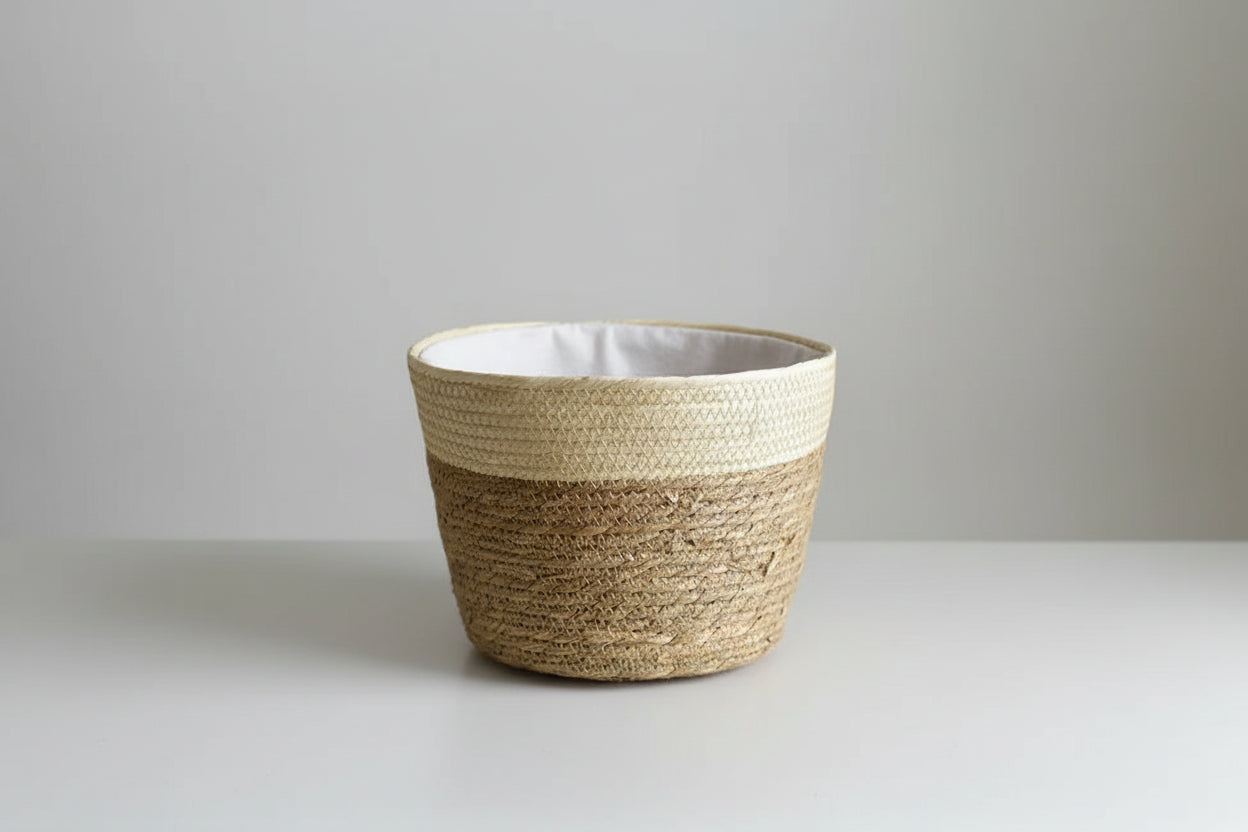 BohoWeave™ Straw Plant Basket – Natural Woven Pot Cover for Indoor & Outdoor Décor