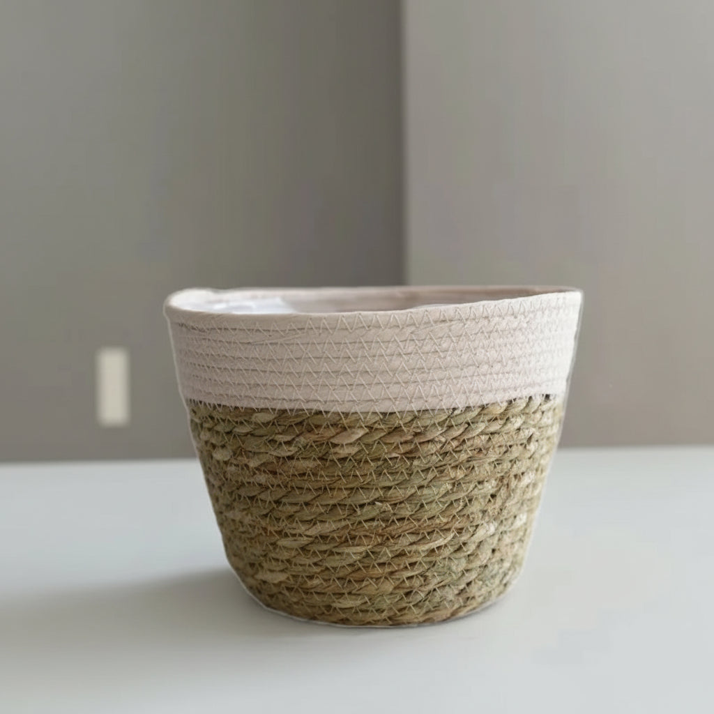 BohoWeave™ Straw Plant Basket – Natural Woven Pot Cover for Indoor & Outdoor Décor