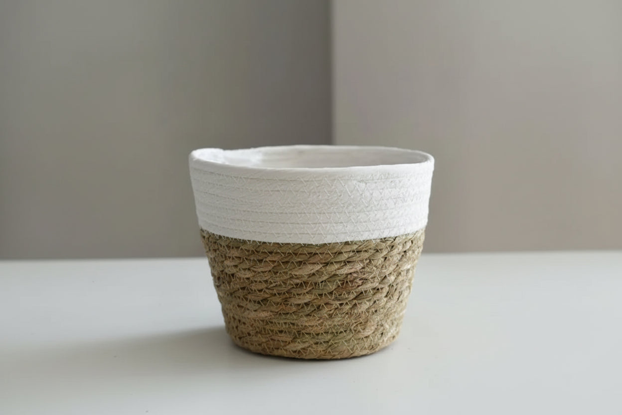 BohoWeave™ Straw Plant Basket – Natural Woven Pot Cover for Indoor & Outdoor Décor