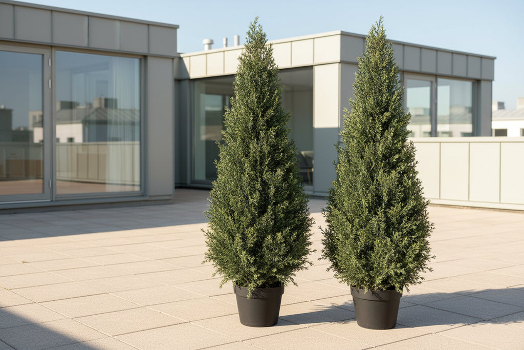 EverCedar™ 2-Pack Artificial Cedar Trees – UV Resistant Outdoor Plants in Pots