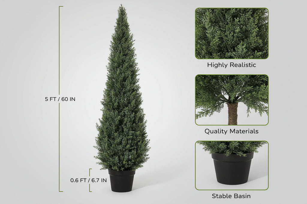 EverCedar™ 2-Pack Artificial Cedar Trees – UV Resistant Outdoor Plants in Pots